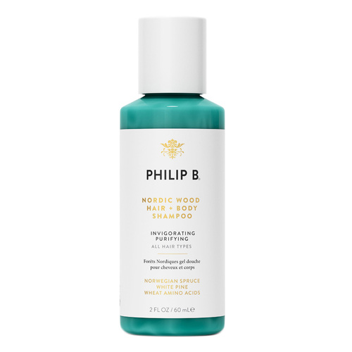 Philip B Botanical Nordic Wood Hair and Body Shampoo, 60ml/2 fl oz Philip B Botanical Nordic Wood Hair + Body Shampoo on white background