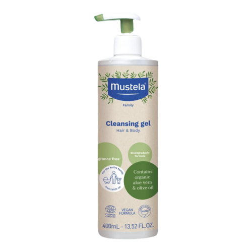 Mustela Organic Cleansing Gel with Olive Oil and Aloe, 400ml/13.53 fl oz