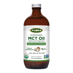 Organic MCT Oil on white background