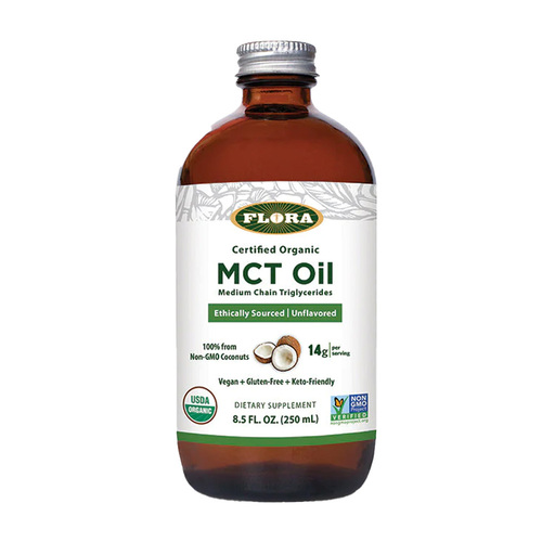 Flora Organic MCT Oil on white background