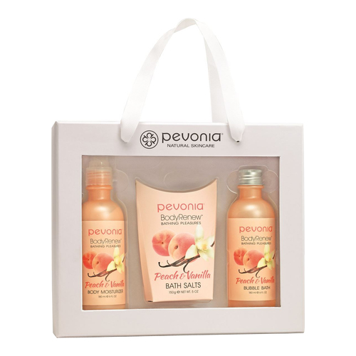 Pevonia Body Renew Peach and Vanilla Gift Set on white background