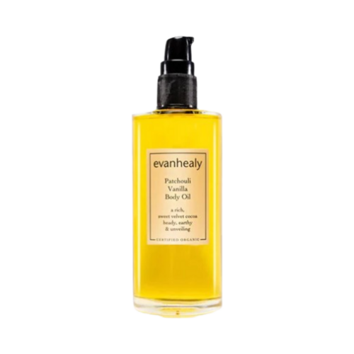 Evanhealy Patchouli Vanilla Body Oil on white background