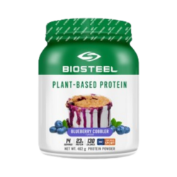 Plant-Based Protein Blueberry C. on white background