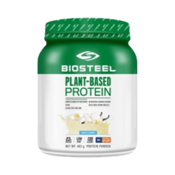 Plant-Based Protein Vanilla on white background