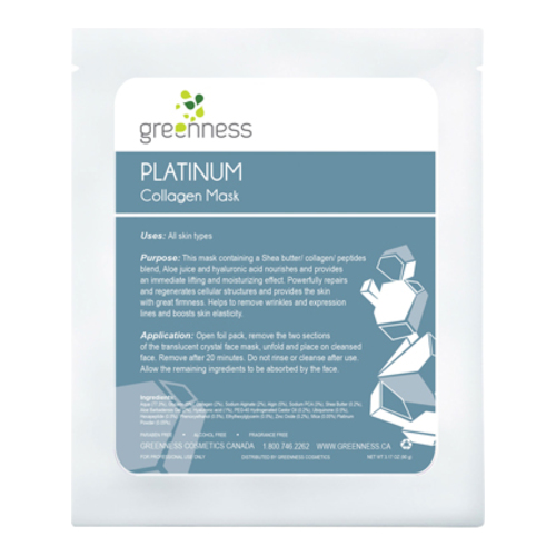 Greenness Cosmetics Platinum Collagen Mask on white background