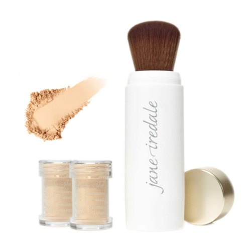 jane iredale Powder-Me SPF 30 Refillable Brush and 2 Refill Canisters - Golden on white background