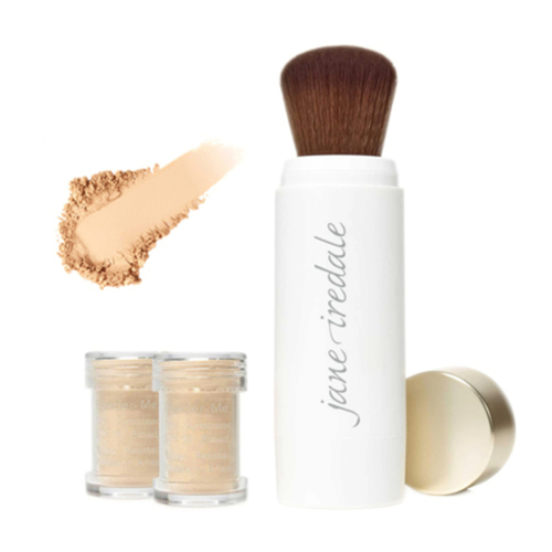 jane iredale Powder-Me SPF 30 Refillable Brush and 2 Refill Canisters - Golden on white background