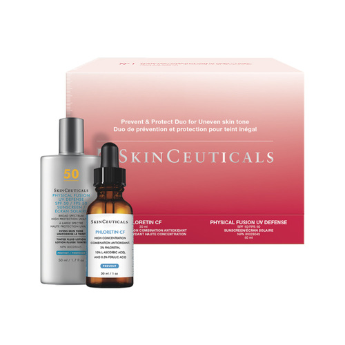 SkinCeuticals Prevent and Protect Duo for Uneven Skin Tone on white background