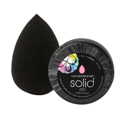 Beautyblender Pro Sponge + Mini Solid Pro on white background