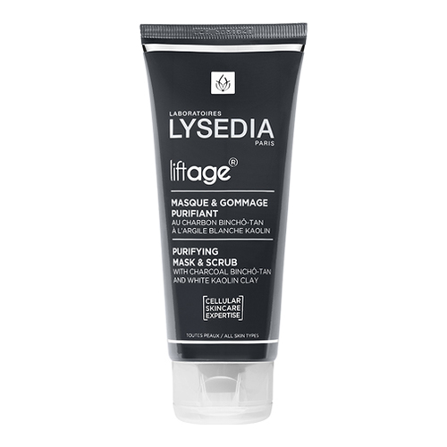 LYSEDIA  Liftage Purifying Mask and Scrub with Charcoal-Clay on white background