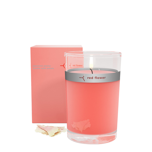 Red Flower Petal Topped Candle - Japanese Peony, 170g/6 oz