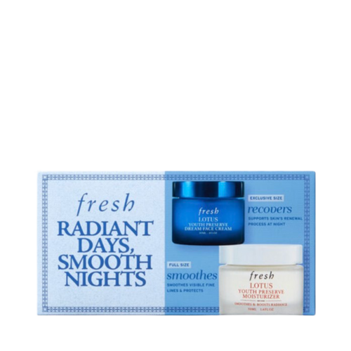 Fresh Radiant Days, Smooth Nights on white background