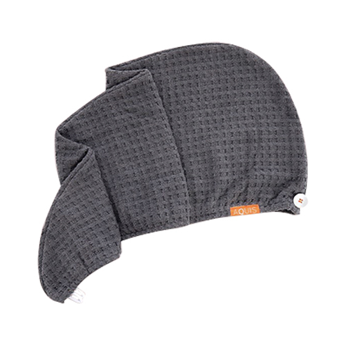 AQUIS Rapid Dry Waffle Hair Turban - Moody Grey, 1 pieces