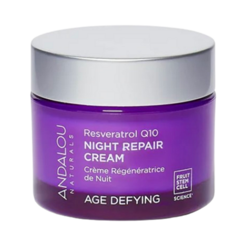 Andalou Naturals Resveratrol Q10 Night Repair Cream, 50g/1.76 oz Andalou Naturals Resveratrol Q10 Night Repair Cream on white background