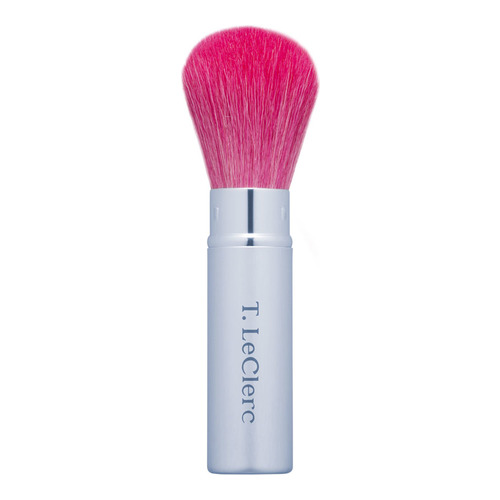 T LeClerc Retractable Powder Brush - Pink on white background