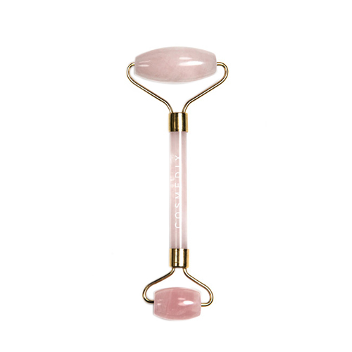 CosMedix Rose Quartz Roller on white background