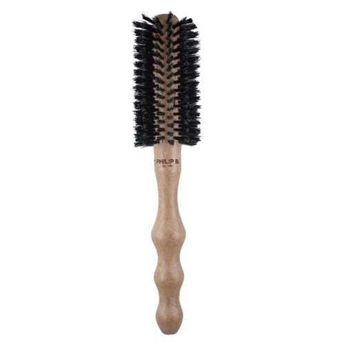 Philip B Botanical Round Hairbrush, Polished Mahogany Handle - Large (65mm) on white background