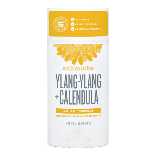 Schmidts Natural Deodorant Stick - Ylang-Ylang + Calendula on white background