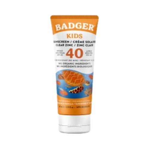 Badger Balms SPF 40 Kids Clear Zinc Sunscreen on white background