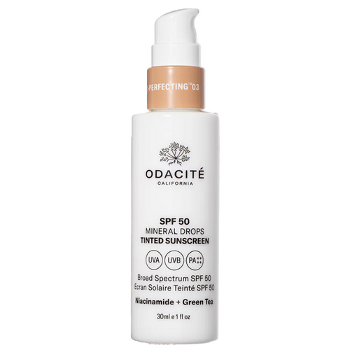 Odacite SPF 50 Tinted Mineral Drops - 03 Medium with Warm Undertones on white background
