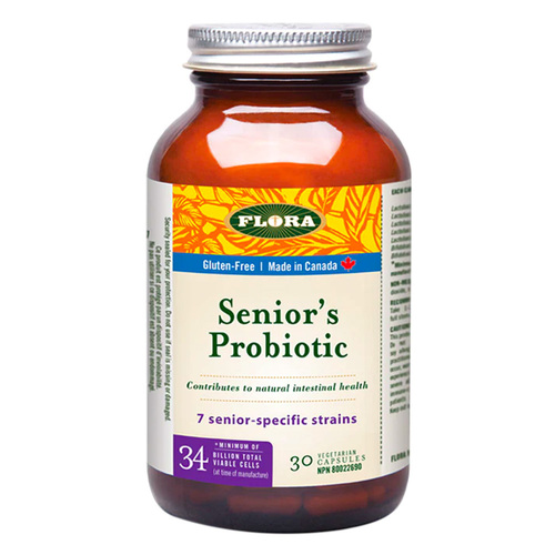 Flora Senior's Probiotic, 30 capsules Flora Seniors Probiotic on white background