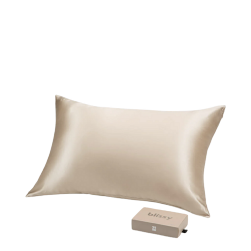 Blissy Silk Pillowcase Standard - Champagne on white background