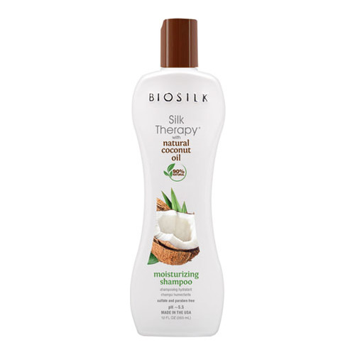 Biosilk  Silk Therapy with Natural Coconut Oil Moisturizing Shampoo on white background