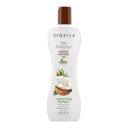 Silk Therapy with Natural Coconut Oil Moisturizing Shampoo on white background