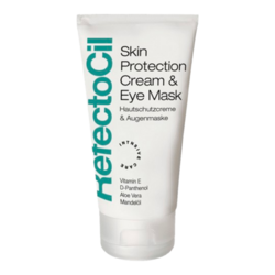 Skin Protection Cream and Eye Mask on white background