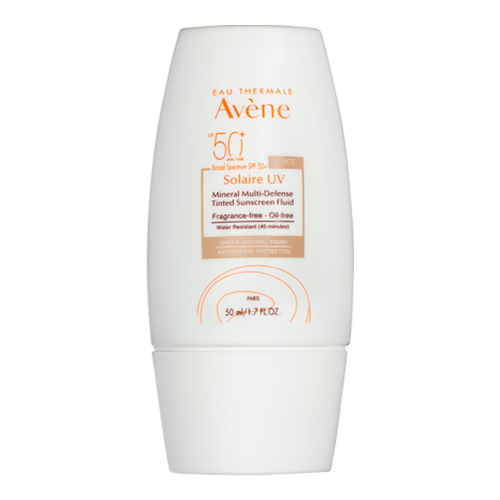 Avene Solaire UV Mineral Multi-Defense Tinted Sunscreen SPF 50+ on white background
