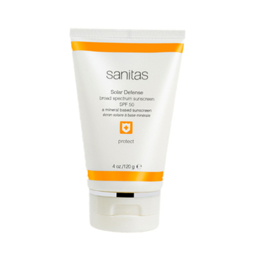 Sanitas Solar Defense SPF 50 on white background