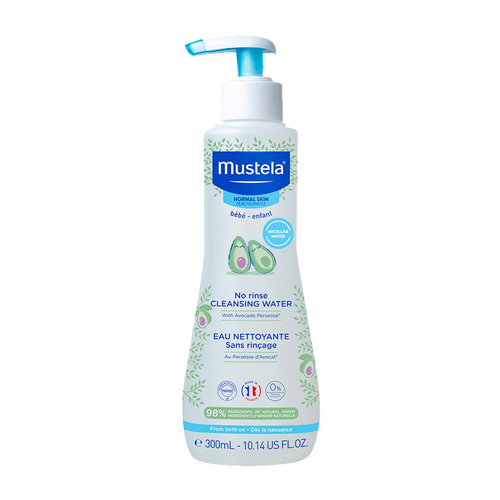 Mustela Soothing No Rinse Cleansing Water on white background