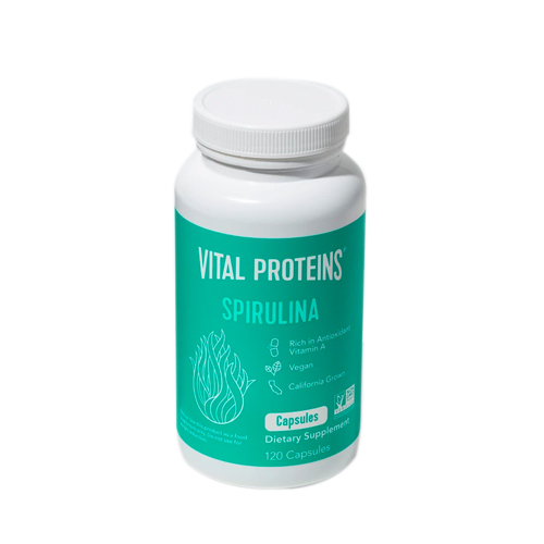 Vital Proteins Spirulina Capsules on white background