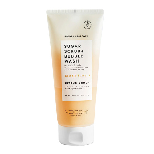 Voesh Sugar Scrub and Bubble Wash Citrus Crush on white background