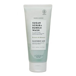 Sugar Scrub and Bubble Wash Rainforest Mist on white background
