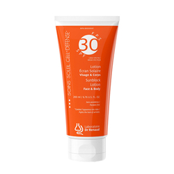 Sunblock Lotion Broad Spectrum SPF 30 on white background