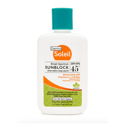 Sunscreen Lotion SPF 45 on white background