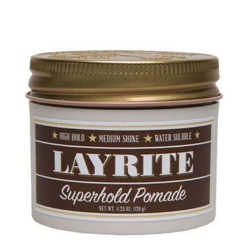 Layrite Superhold Pomade on white background