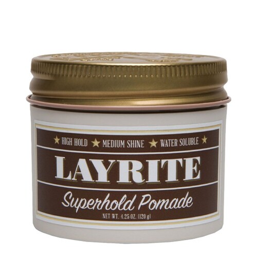 Layrite Superhold Pomade on white background