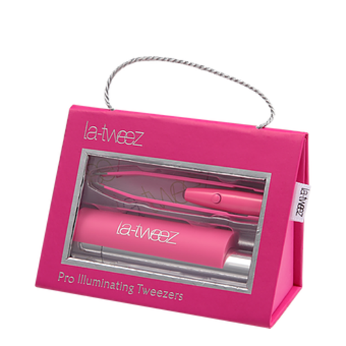 LaTweez Pink Pro Illuminating Tweezers with Lipstick Case and Triangle Box, 1 set