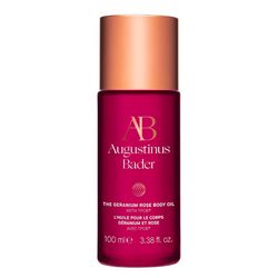 The Geranium Rose Body Oil on white background