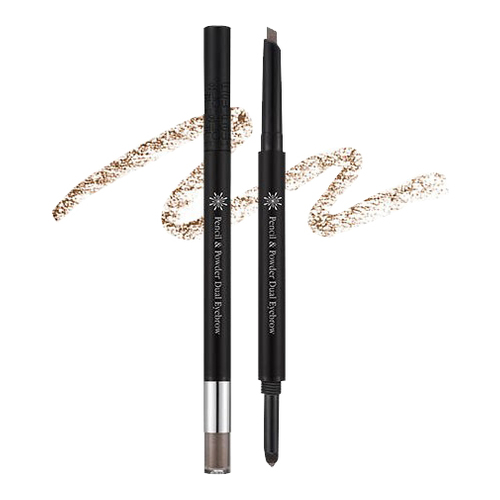 MISSHA The Style Pencil and Powder Dual Eyebrow - Dark Brown on white background