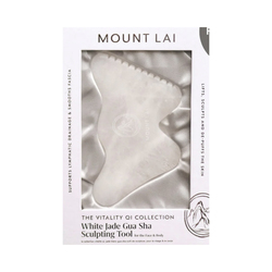 The Vitality Qi White Jade Gua Sha Sculpting Tool on white background