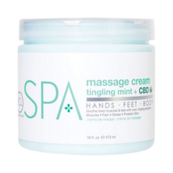 Tingling Mint and CBD Massage Cream on white background