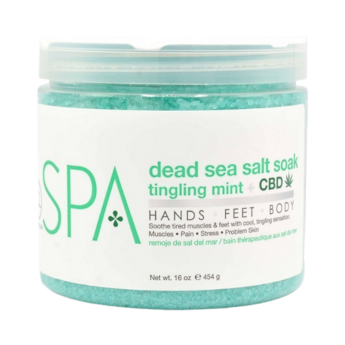 BCL Spa Tingling Mint and CBD Salt Soak, 454g/16.01 oz BCL Spa Tingling Mint and CBD Salt Soak on white background