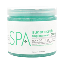Tingling Mint and CBD Sugar Scrub on white background