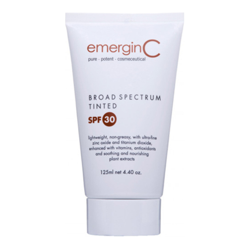emerginC Tinted Sun SPF 30+ on white background