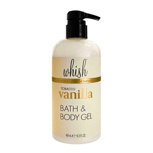 Whish Tobacco Vanilla Bath and Body Gel on white background