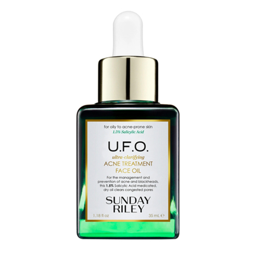 Sunday Riley UFO Ultra-Clarifying Face Oil on white background