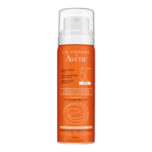 Avene Ultra-Light Hydrating Sunscreen Lotion Spray 50+ Body on white background